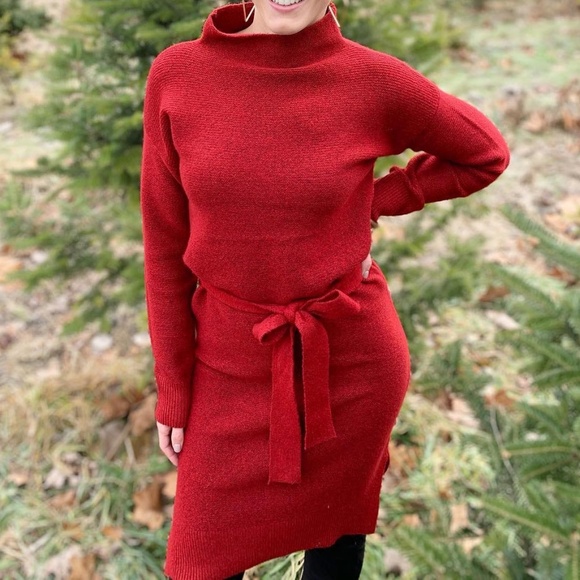 mock turtleneck sweater dress